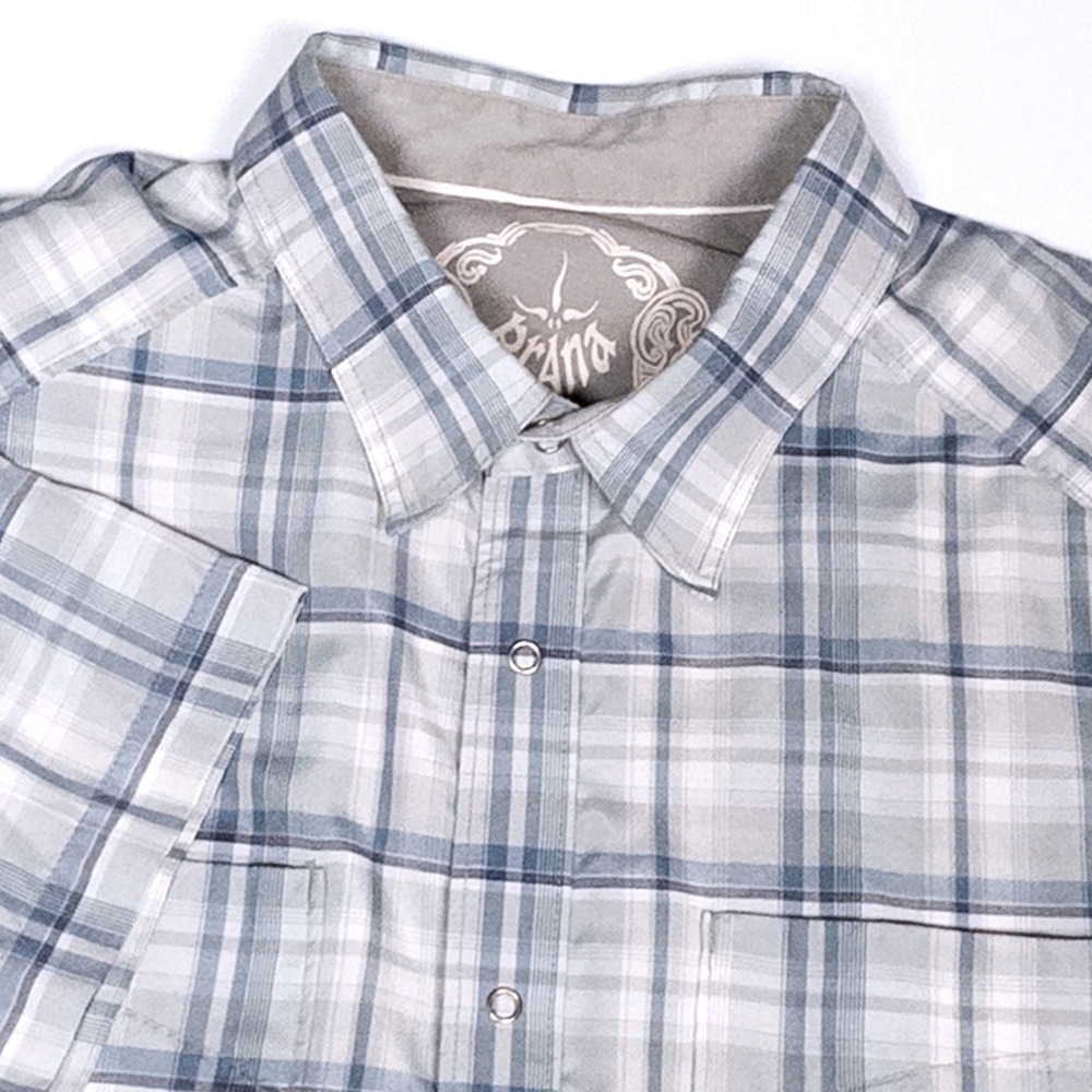 Prana Plaid Short Sleeve Button Up Shirt‎ Outdoor Casual Size L Slim - Tiny Flaw